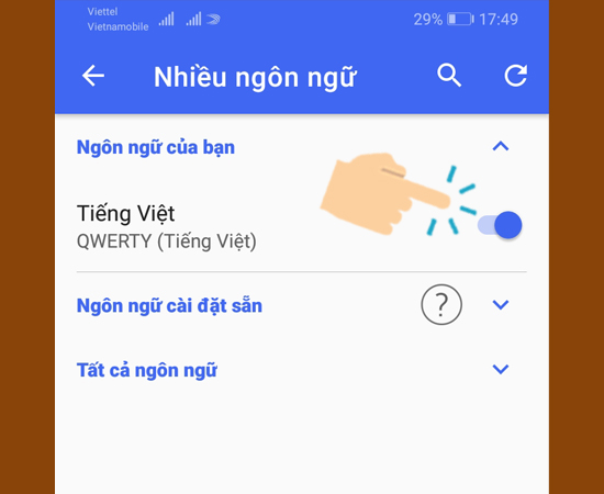 chọn ngôn ngữ phù hợp với bạn