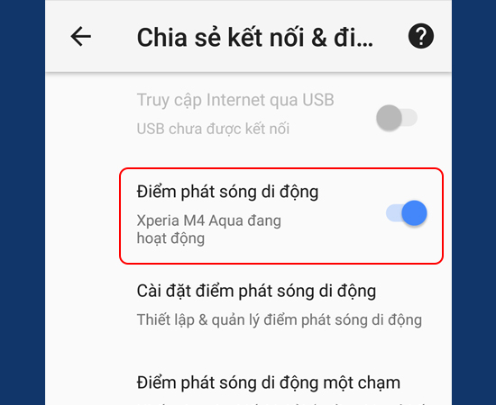 Bước 3: Tại đây, hãy bật Điểm phát sóng di động lên.