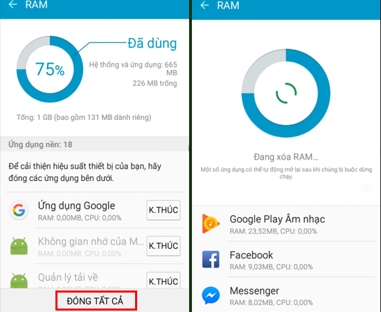 Bước 3: Tại đây, bạn nhấp vào ĐÓNG TẤT CẢ và chờ trong giây lát.