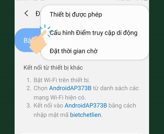 Bước 5: Để biết được mật khẩu và tên điểm truy cập bạn hãy chọn