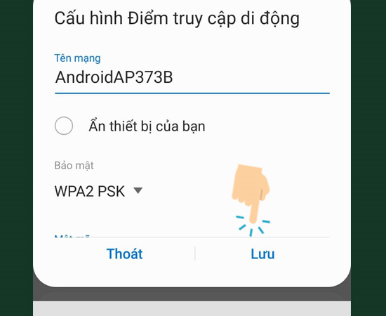 Bước 6: Cuối cùng bạn đặt tên và mật khẩu tùy ý rồi chọn Lưu.