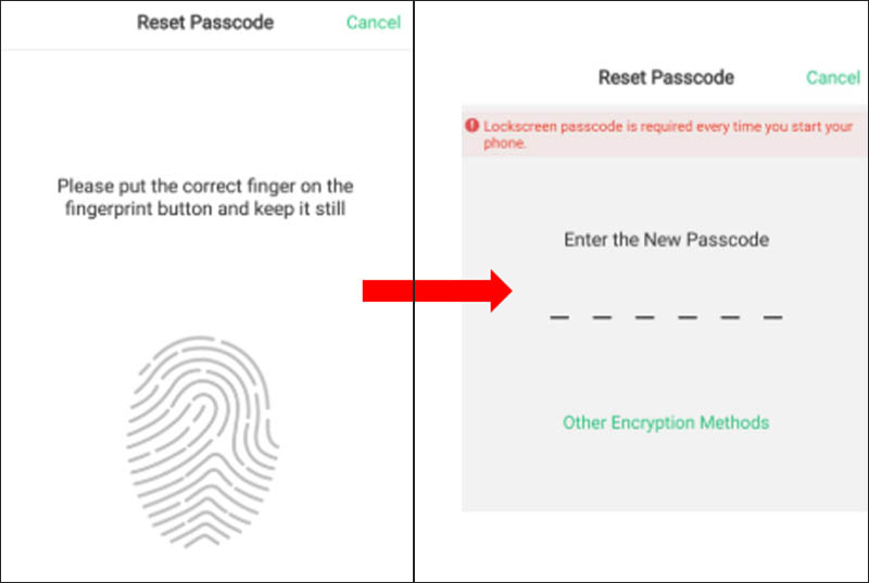 Nhập mật khẩu mới nếu hiện khung Reset mật khẩu