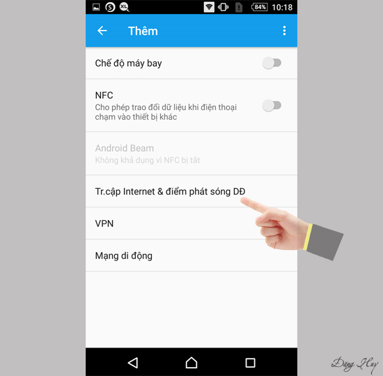 Bước 2: Chọn "Truy cập Internet & điểm phát sóng DĐ".