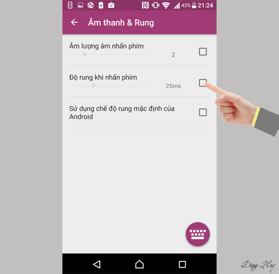 Bước 6: Tắt "Độ rung khi ấn phím".