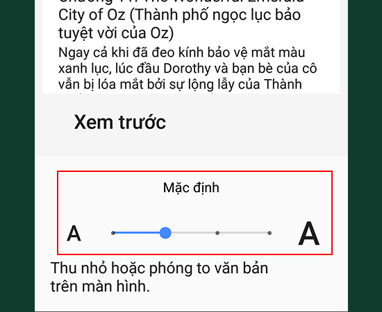 Bước 3: Tại đây, bạn có thể điều chỉnh kích thước phông chữ cho phù hợp.