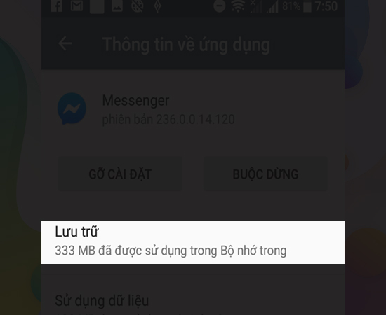 chọn vào mục lưu trữ