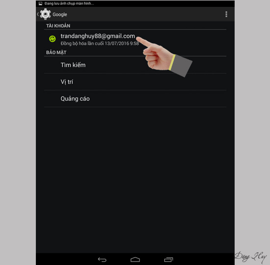Chọn tài khoản báo lỗi