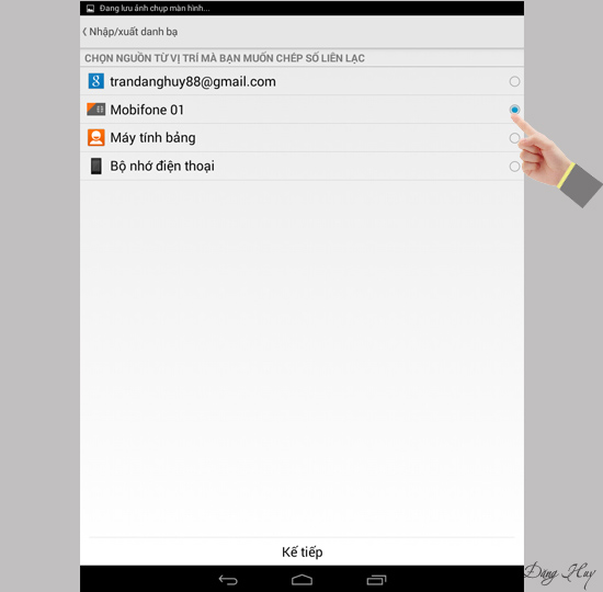 Chọn sim chứa danh bạ