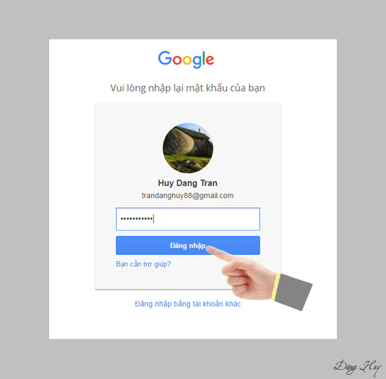 Đăng nhập email và mật khẩu