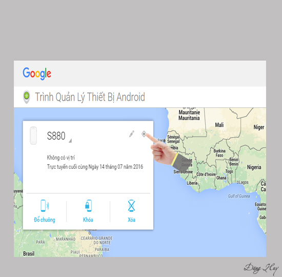 Chọn vào biểu tượng định vị