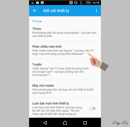 Chọn Phản chiếu màn hình.