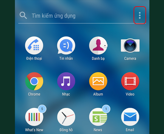 Bước 1: Tại menu ứng dụng, bạn chọn biểu tượng 3 chấm ở góc phải.