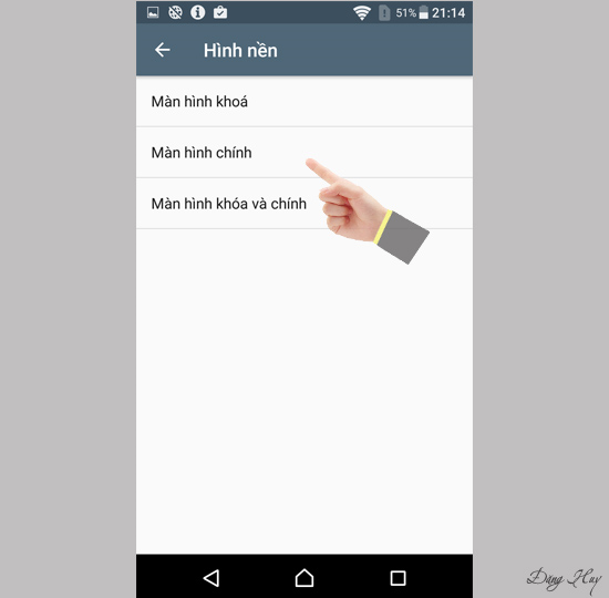 Chọn kiểu hình nền màn hình muốn cài