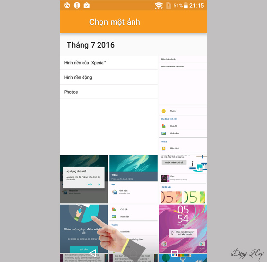 Chọn hình nền muốn cài