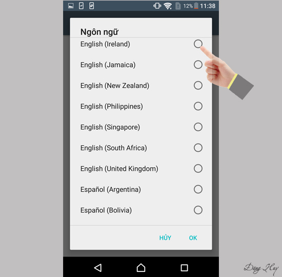 Tìm ngôn ngữ yêu thích và chọn làm ngôn ngữ máy