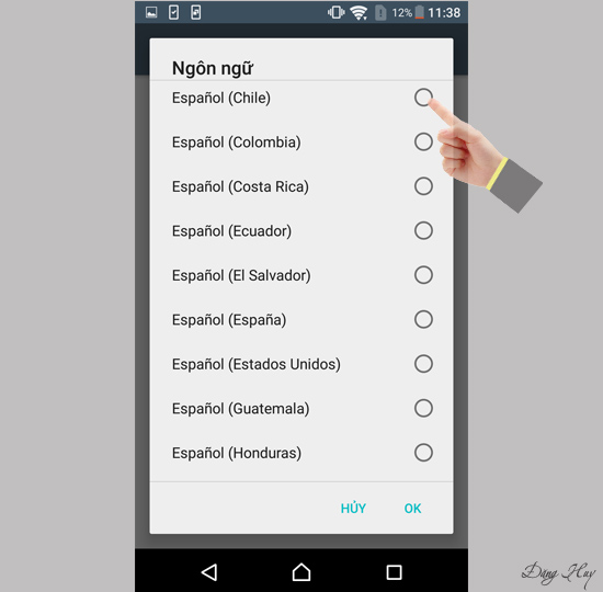 Tìm ngôn ngữ yêu thích và chọn làm ngôn ngữ máy