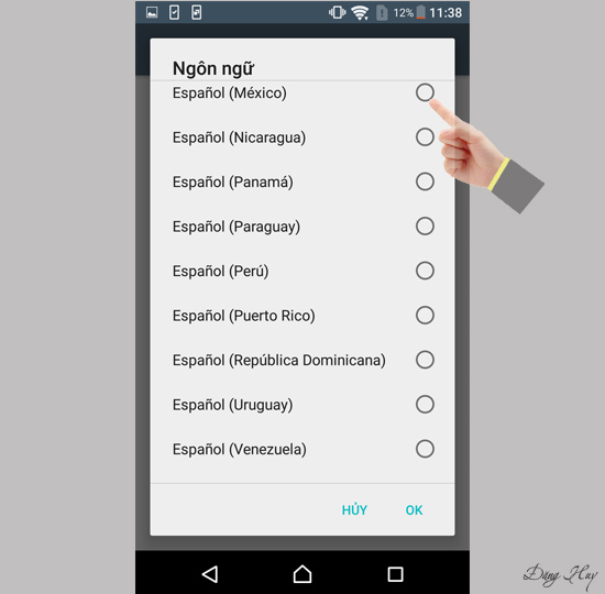 Tìm ngôn ngữ yêu thích và chọn làm ngôn ngữ máy