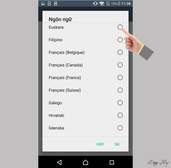 Tìm ngôn ngữ yêu thích và chọn làm ngôn ngữ máy