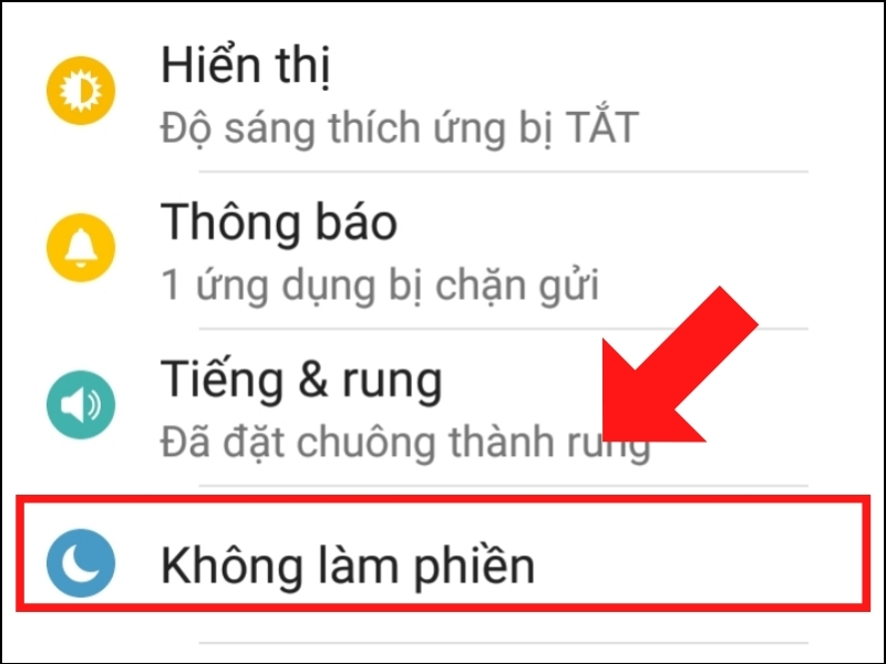 Nhấn vào Không làm phiền