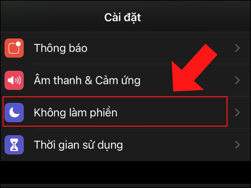 Chọn Không làm phiền