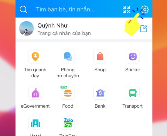 Bước 2: Tiếp theo chọn icon Cài đặt.