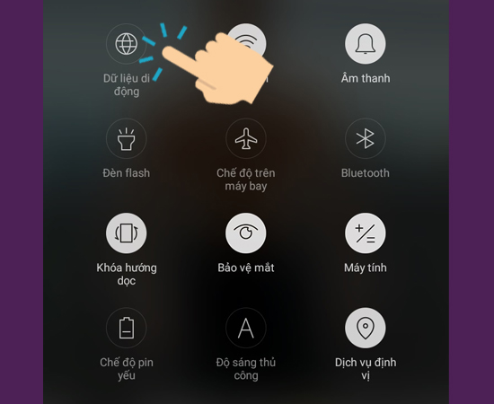 chọn vào Dữ liệu di động