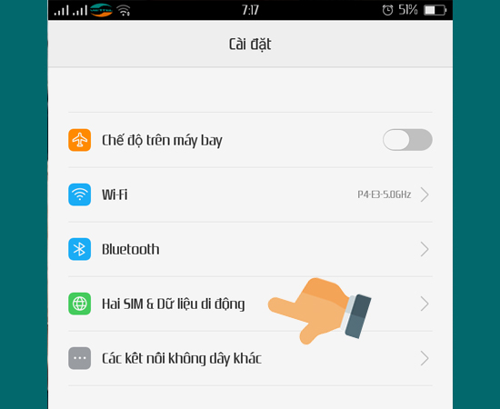 Bước 2: Tiếp theo bạn vào Sim kép và mạng di động.
