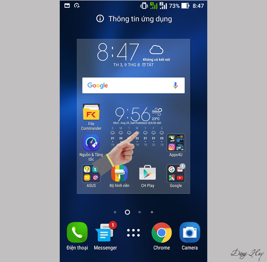 Bước 4: Giữ lâu Icon và kéo ra màn hình chính.
