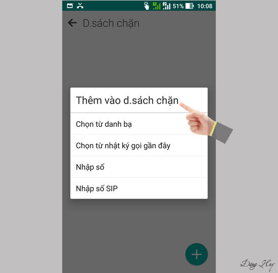 Chọn nguồn muốn chặn
