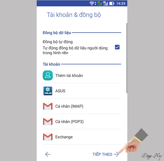 Chọn Tiếp theo