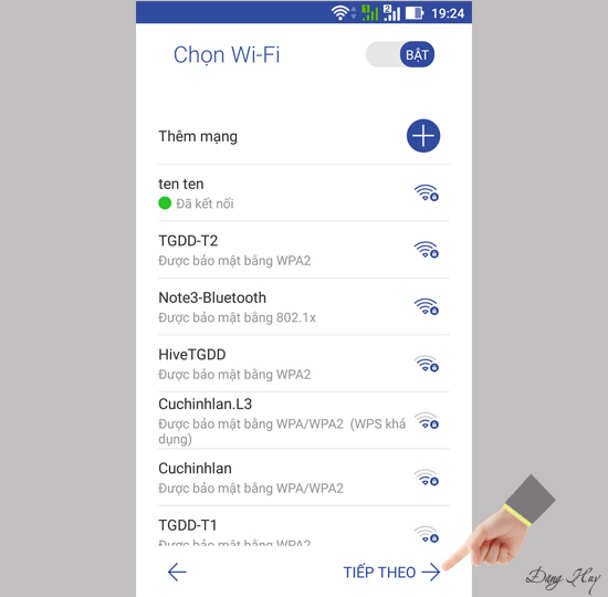Chọn Tiếp theo