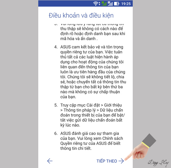 Chọn Tiếp theo