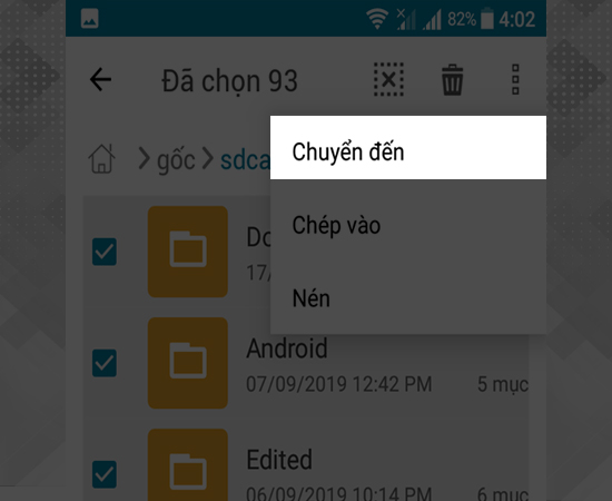 Bước 5: Chọn chuyển đến