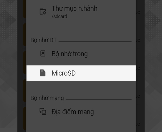 Bước 6: Chọn vị trí lưu, ở đây mình chuyển qua thẻ SD nên mình sẽ chọn SD