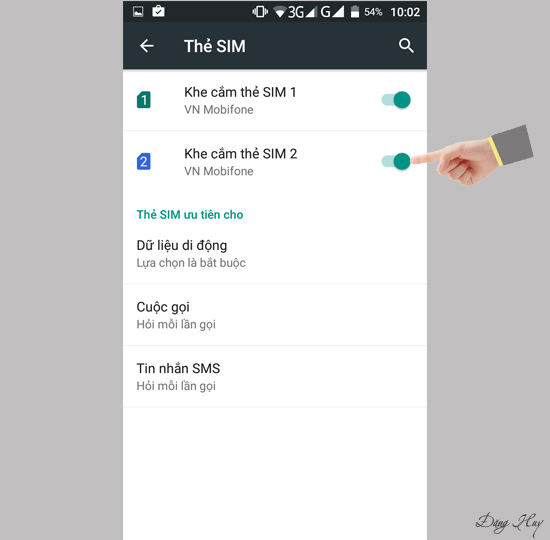 Chọn sim muốn tắt/bật.