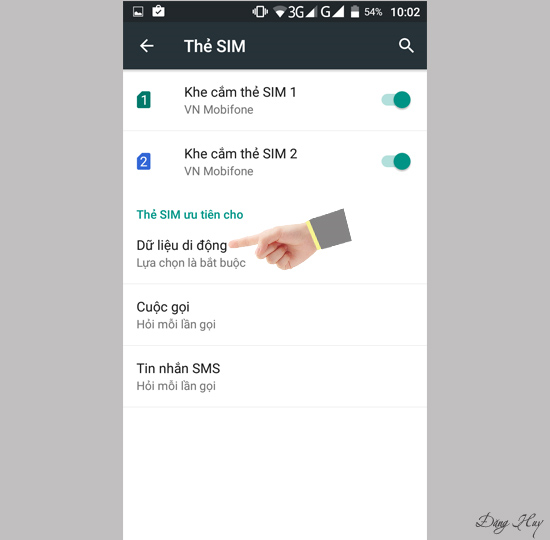 Chọn Dữ liệu di động