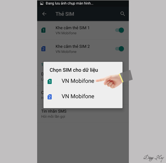 Chọn sim khi lên mạng.
