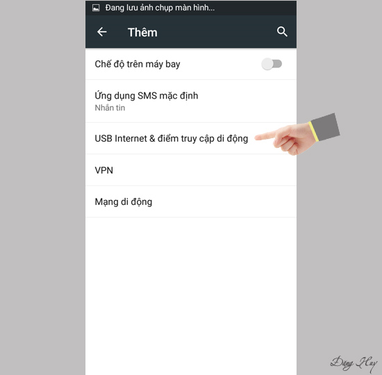 Chọn USB Internet & điểm truy cập di động