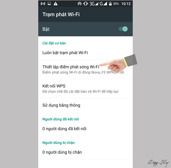 Để thay đổi tên wifi và mật khẩu chọn Thiết lập điểm phát sóng Wifi
