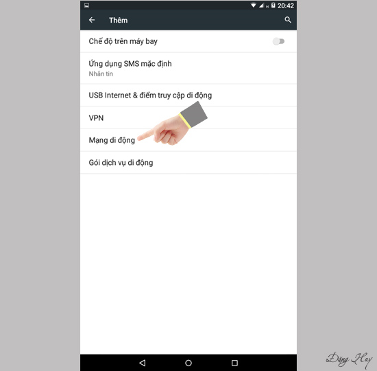 Bước 3: Chọn Mạng di động