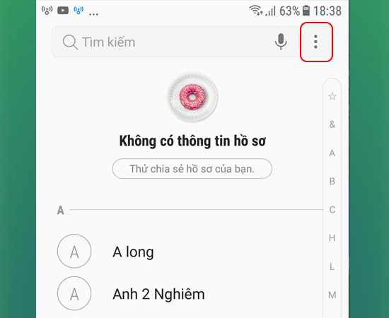 Bước 2: Tiếp theo chọn biểu tượng ba chấm.