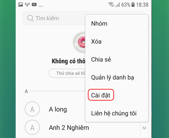 Bước 3: Sau đó bạn chọn Cài đặt.