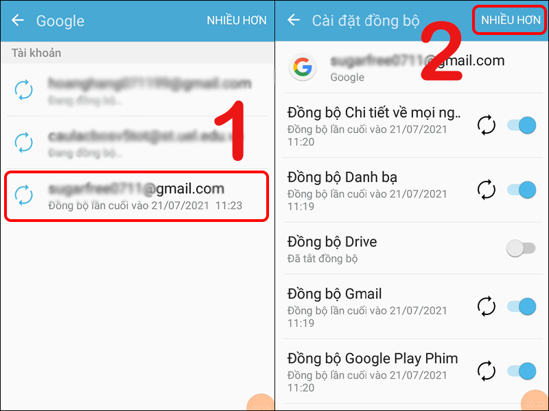 Chọn tài khoản Google muốn xóa khỏi máy