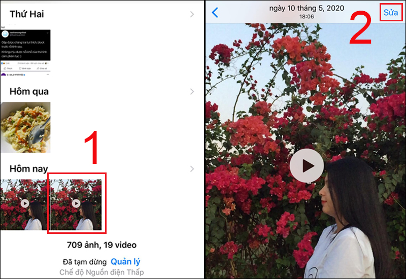 Chọn video Slow Motion trong album ảnh của bạn