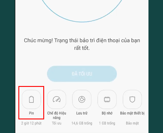 Bước 3: Chọn mục Pin.