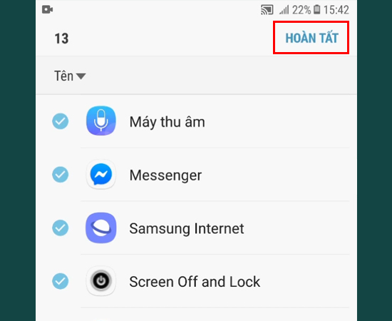 Bước 6: Sau đó, chỉ cần Hoàn tất là các ứng dụng được chọn đã tắt.