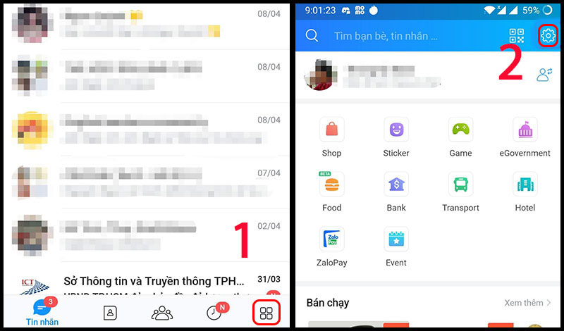 Vào Cài đặt