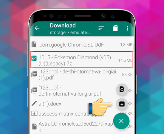 Chọn vào file game muốn unzip và chọn vào biểu tượng như hình