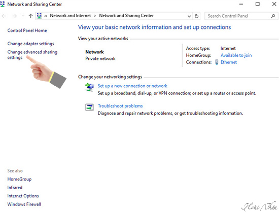 Change advanced sharing settings