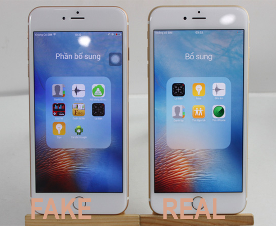 thư mục trên iphone giả và thật